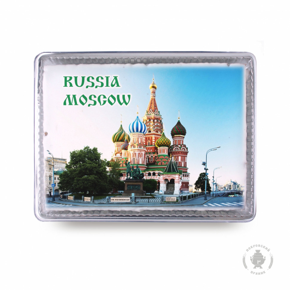  Пряник 600г RUSSIA MOSCOW с фотопечатью (в подарочной пластиковой упаковке)  в Торжке