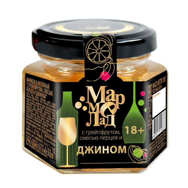 №2 Мармелад в банке "С грейпфрутом, смесью перцев и джином" 130г (18+)  в Торжке