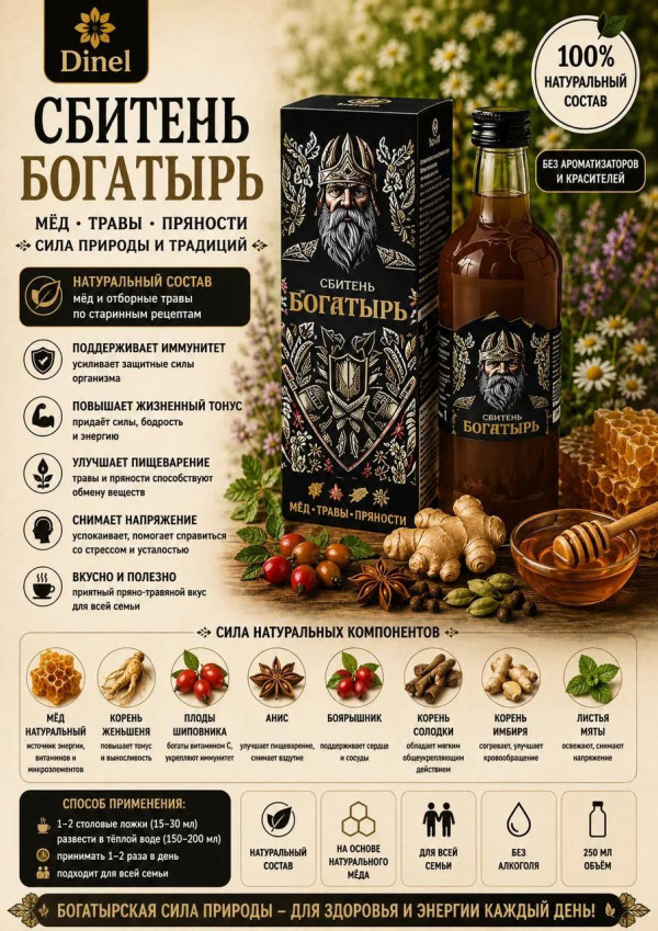 №2 Сбитень Богатырь, 250мл  в Торжке